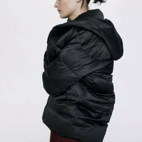 ZARA SOLD OUT WATER REPELLENT DOWN BLACK COAT - Picture 7 of 7